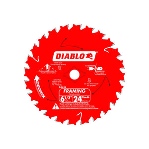 D0624A - 6‑1/2" x 24‑Tooth Tracking Point Framing Saw Blade