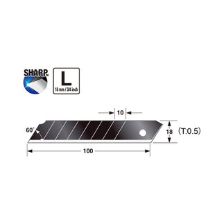 LCB50RB - Razar Black Blade™ L, 8 point 18mm, 10 blade safety dispenser